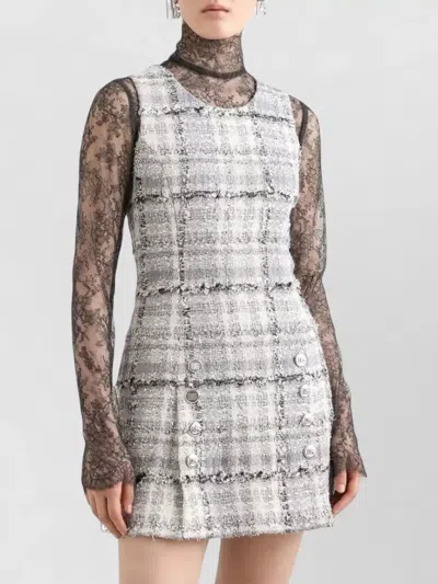 Dolce & Gabbana Chantilly Lace Top High Neck Long Sleeves In Black