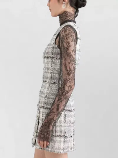 Dolce & Gabbana Chantilly Lace Top High Neck Long Sleeves In Black