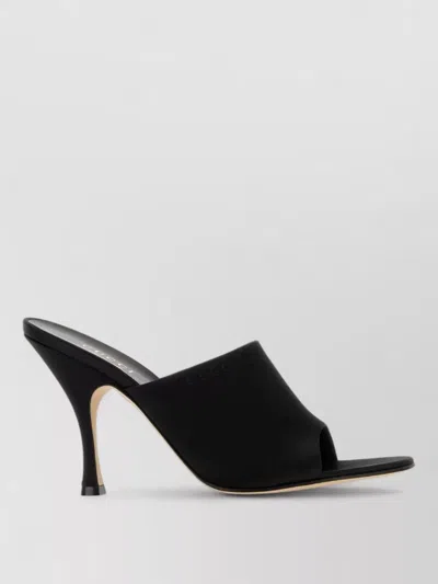 Gucci Satin Mules Peep Toe High Heel In Black