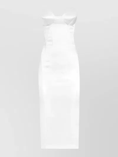 Dolce & Gabbana Strapless Midi Dress Corset Bodice Detail In White