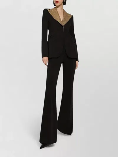 Dolce & Gabbana Sequin Virgin Wool Tailored Blazer Jacket In Black