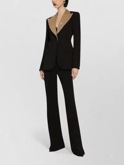Dolce & Gabbana Sequin Virgin Wool Tailored Blazer Jacket In Black