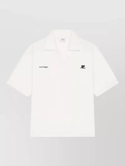 Courrèges Polo Shirt Sports Style Short Sleeves In White