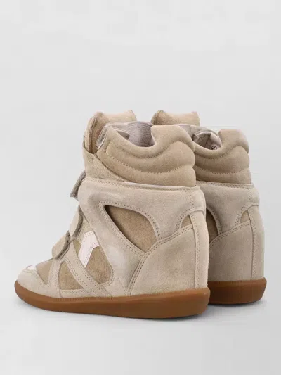 Isabel Marant High Top Wedge Sneaker Suede Perforated In Neutral