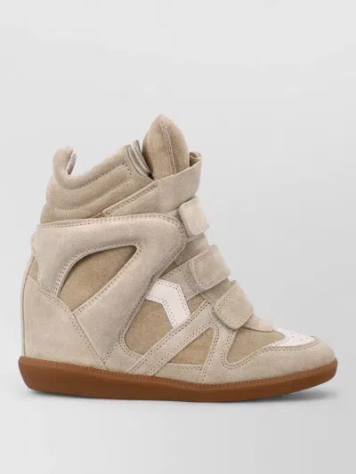 Isabel Marant High Top Wedge Sneaker Suede Perforated In Neutral