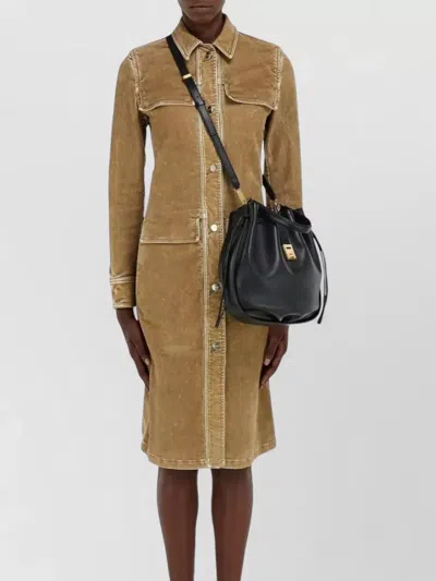 Ferragamo Buckle Bucket Crossbody Bag Top Handle In Black