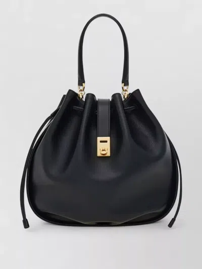 Ferragamo Buckle Bucket Crossbody Bag Top Handle In Black