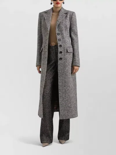 Dolce & Gabbana High Waist Herringbone Houndstooth Tailored Trousers In Black