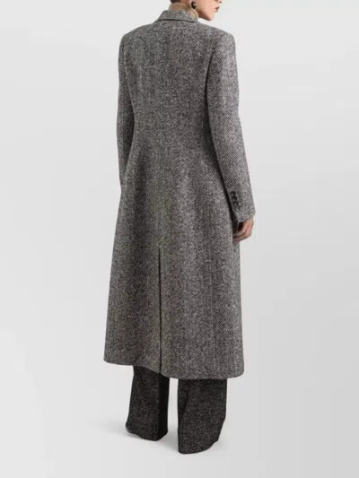 Dolce & Gabbana High Waist Herringbone Houndstooth Tailored Trousers In Black