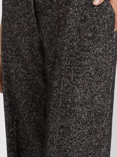 Dolce & Gabbana High Waist Herringbone Houndstooth Tailored Trousers In Black