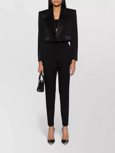 Dolce & Gabbana Cropped Blazer Virgin Wool Silk Blend In Black
