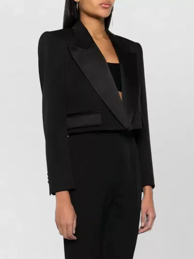 Dolce & Gabbana Cropped Blazer Virgin Wool Silk Blend In Black