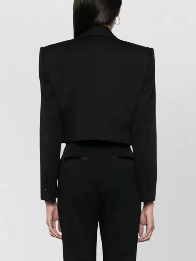 Dolce & Gabbana Cropped Blazer Virgin Wool Silk Blend In Black