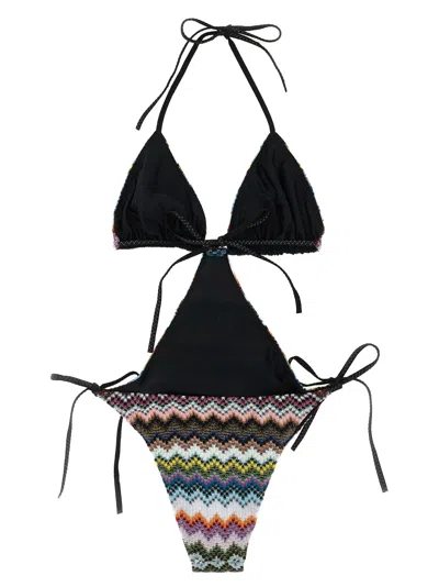 Missoni Zigzag Motif Trikini Halter Neck Cutout In Multi