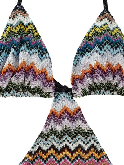 Missoni Zigzag Motif Trikini Halter Neck Cutout In Multi