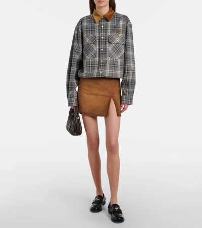 Miu Miu Suede Miniskirt In Brown