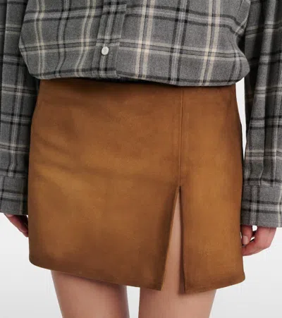 Miu Miu Suede Miniskirt In Brown