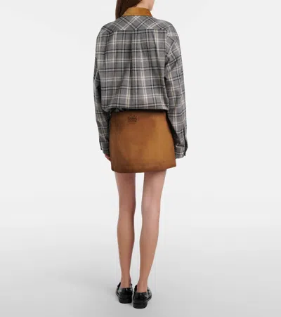 Miu Miu Suede Miniskirt In Brown