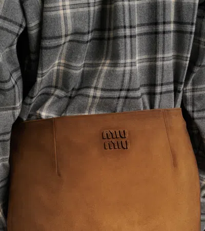Miu Miu Suede Miniskirt In Brown