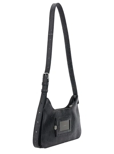Acne Studios Women Black 'platt' Shoulder Bag With 'you Are Beautiful' Detail In Leather Woman In Black