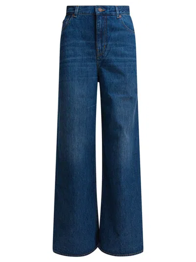 Chloé Logo Patch Wide-leg Jeans In Blue