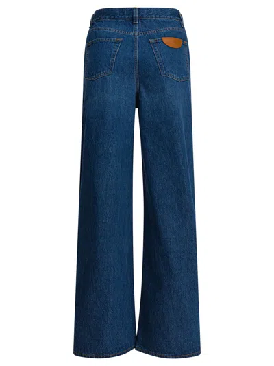 Chloé Logo Patch Wide-leg Jeans In Blue