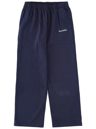Sporty And Rich Pants With Logo In Blue