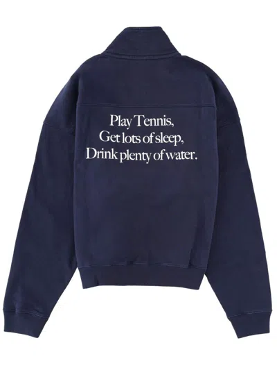 Sporty And Rich "play Tennis" Sweatshirt In Blue