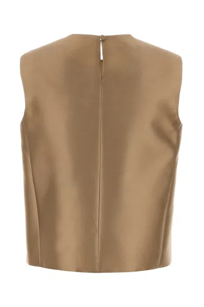 Alberta Ferretti Women Beige Jacquard Top In Brown