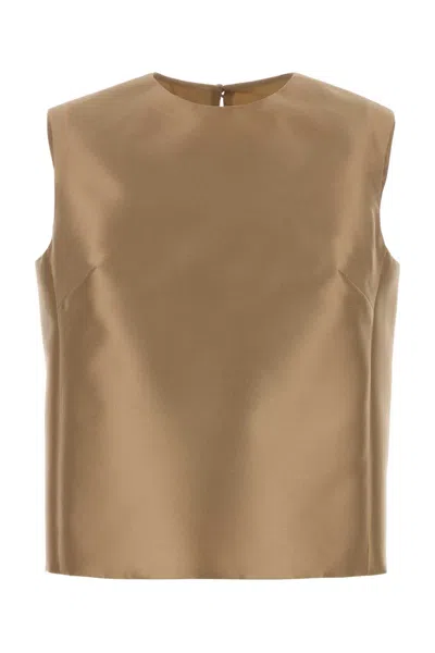 Alberta Ferretti Women Beige Jacquard Top In Brown