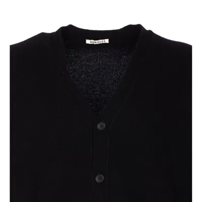 Auralee Baby Cashmere Cardigan Long Sleeves V Neckline In Black