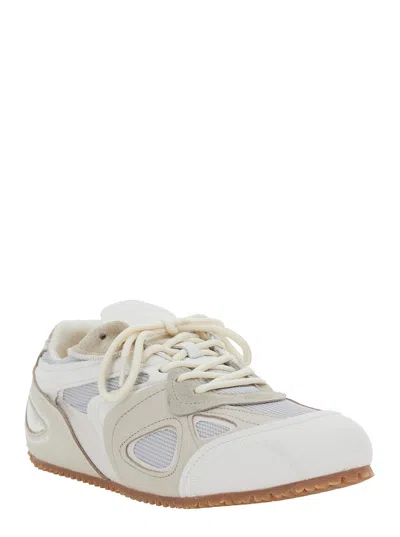 Axel Arigato Slow Runner White And Beige Sneaker With Mesh Inserts And Grooved Sole In Leather And Fabric Man In Multi