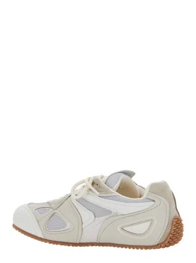 Axel Arigato Slow Runner White And Beige Sneaker With Mesh Inserts And Grooved Sole In Leather And Fabric Man In Multi