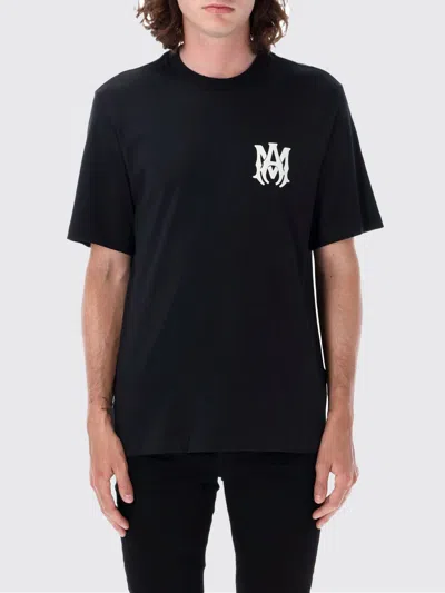 Amiri Jazz Wolf Black Crewneck T-shirt With Logo Lettering On The Front And Maxi Print On The Rear In Cott In Black