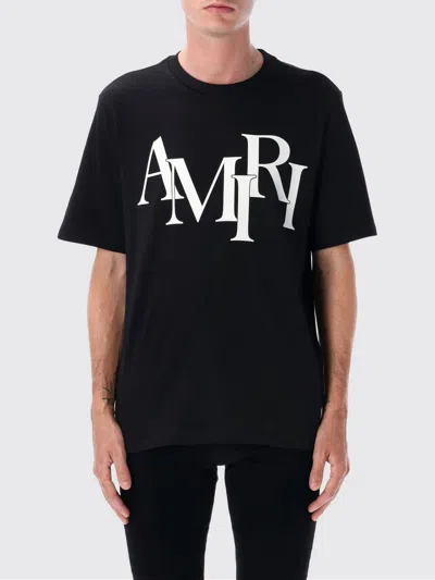 Amiri Cotton Staggered Logo T-shirt Men In Black