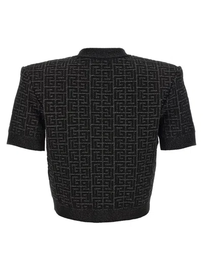 Balmain Pb Labyrinth Knit Cardigan In Black