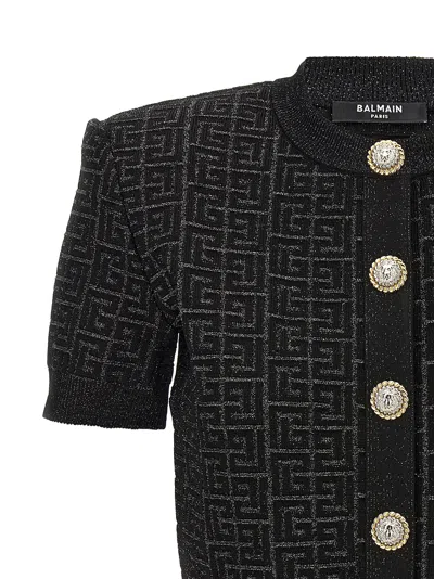 Balmain Pb Labyrinth Knit Cardigan In Black