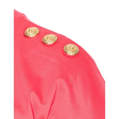 Balmain Women 3 Buttons Draped T-shirt In Red