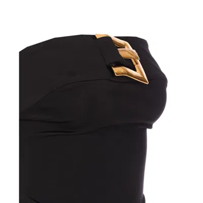 Balmain Belted Bustier Compact Jersey Long Dress Clothing In Black