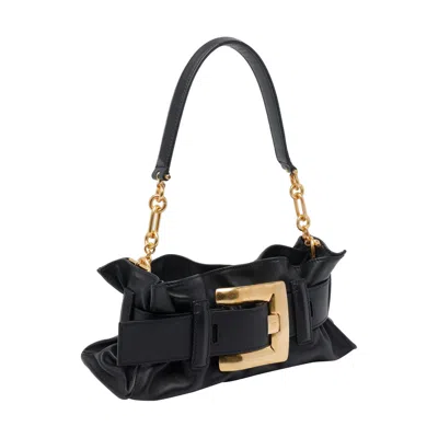 Balmain Anthem Buckled Leather Shoulder Bag In Black