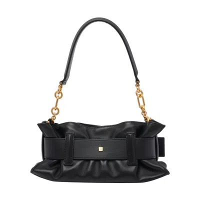 Balmain Anthem Buckled Leather Shoulder Bag In Black