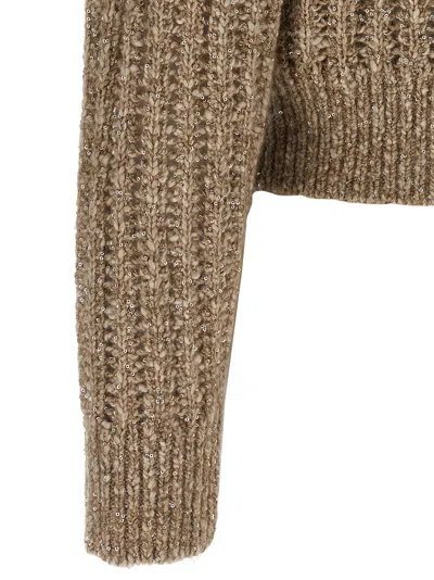Brunello Cucinelli 'rustic Dazzling Net' Cardigan In Brown