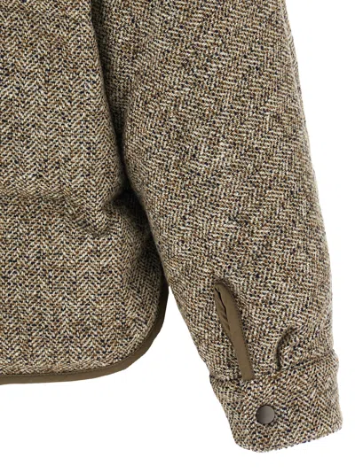 Brunello Cucinelli Reversible Virgin Wool And Silk Down Jacket With Hood In Brown