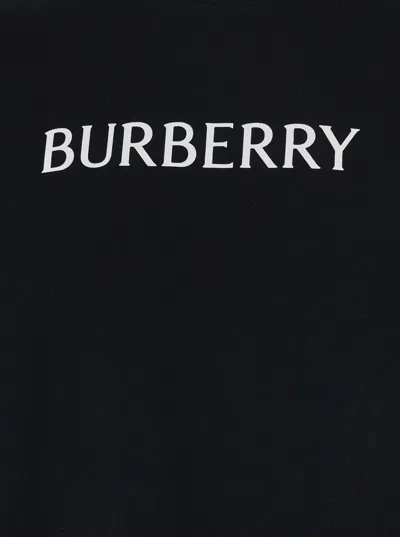 Burberry Men Black Crewneck T-shirt With Logo Lettering On The Front In Cotton Man In Black