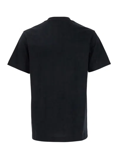 Burberry Men Black T-shirt T-shirt With Logo Patch With Tartan Motif In Cotton Man In Black