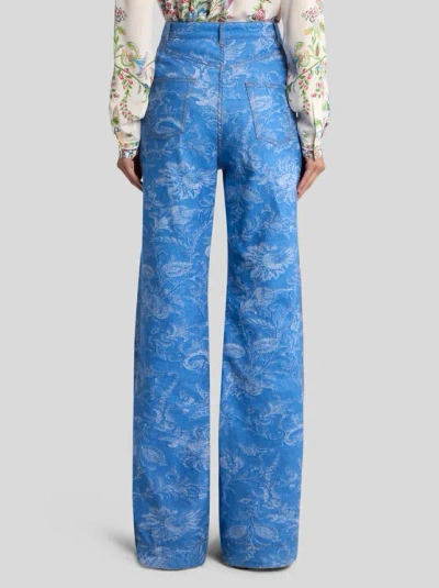 Etro , Flared Jacquard-jeans Aus Denim Aus Baumwolle Und Leinen Mit Floralem Motiv, Damen, Grösse 28 In Multi