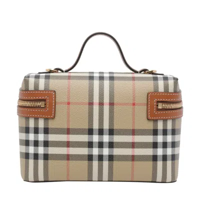 Burberry Coated Canvas Vanity Check Crossbody Bag With Check Motif In Brown
