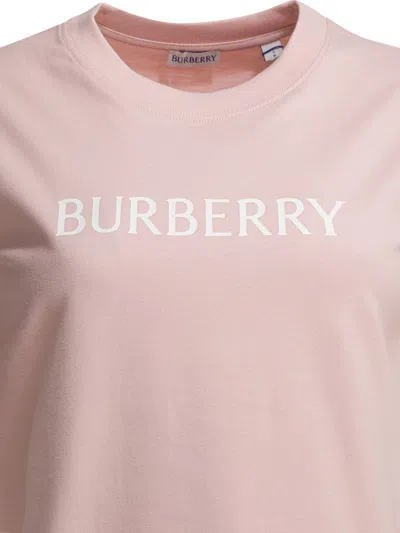 Burberry Cotton T-shirt With Logo T-shirts Pink In Neutral
