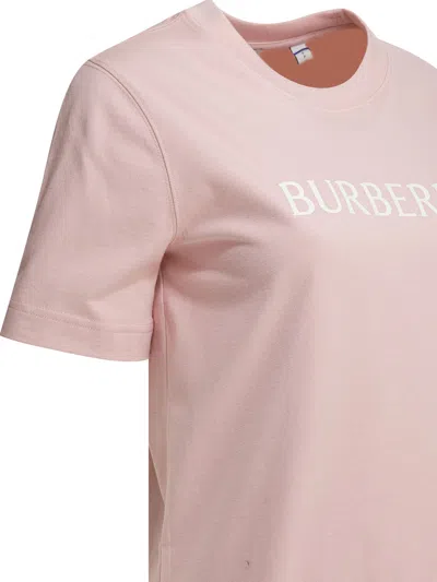 Burberry Cotton T-shirt With Logo T-shirts Pink In Neutral