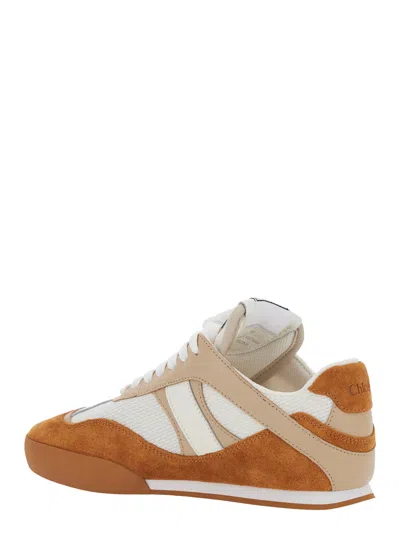 Chloé Kick Brown And White Sneakers In Mesh And Leather In Multi